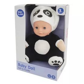 Zenélő, világító altató panda baba, 25 cm