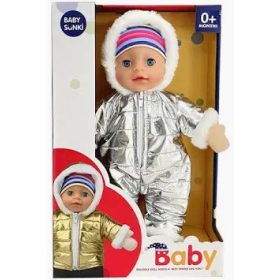 Beszélő baba kabátban, 30 cm