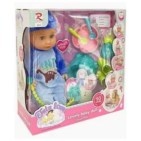 Pisilős, hangot adó fiúbaba kiegészítőkkel