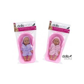 Ellie fürdethető baba káddal - 18 cm, többféle
