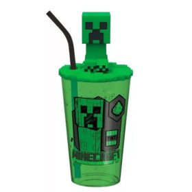 Minecraft Green műanyag 3D szívószálas pohár 