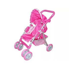 Babakocsi lábtartóval és kosárral - rózsaszín