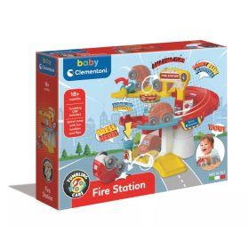   Tűzoltó állomás Fun készségfejlesztő szett bukfencező kisautóval Clementoni