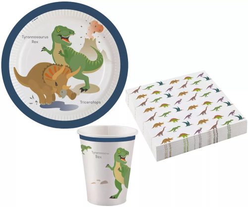 Dinoszaurusz Happy party szett 36 db-os 23 cm-es tányérral