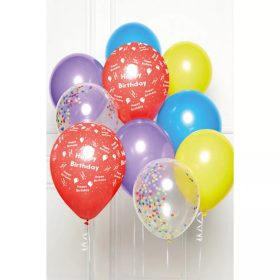   Happy Birthday Rainbow léggömb, lufi 10 db-os szett 11 inch (27,5cm)