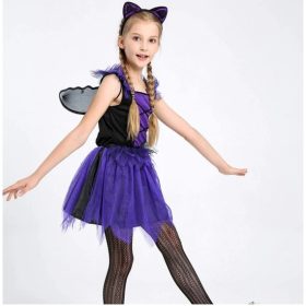 Denevérlány jelmez fekete lila 6-9 éves méret