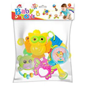 Állatos csörgő és rágóka 6 db-os szett 