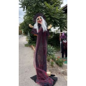   Mozgó, hangot adó ,világító boszorkány dekoráció Halloween180cm