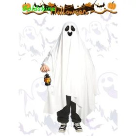   Halloween szellem jelmez – fehér lepel fekete arccal (univerzális felnőtt méret)