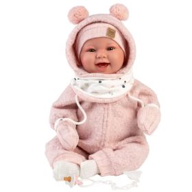   Llorens Tala Sonrisas 44 cm-es újszülött baba hanggal rózsaszín kezeslábasban