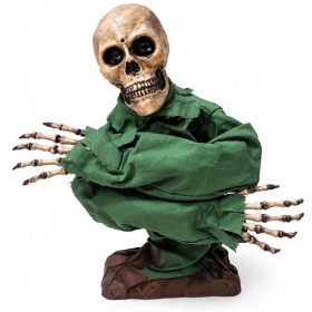   MOZGÓ,Hangot adó csontváz HALLOWEEN DEKORÁCIÓ VILÁGÍTÓ SZEMEKKEL – 60 CM 