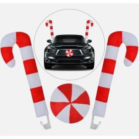   CUKORPÁLCÁS AUTÓDÍSZ SZETT – 2 DB PLÜSS CUKORPÁLCA + CUKORKA ORR (AUTÓRA, SUV-RA, MOTORRA)