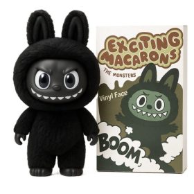   Labubu macaron meglepetésdoboz plüssjáték – 17 cm-es fekete különleges kiadás 