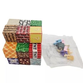  Minecraft mintás mágneses kockák 24db +Minifigura összerakható