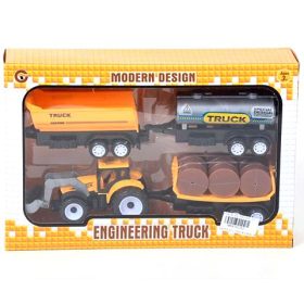 Sárga traktor utánfutóval